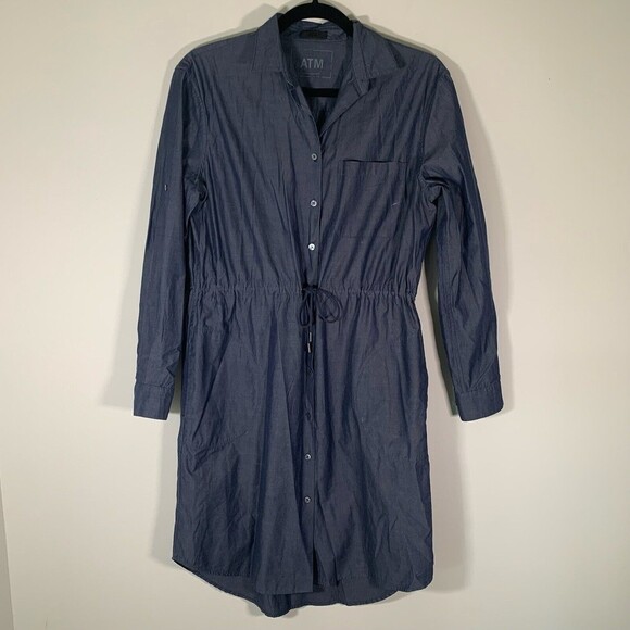 ATM Dress Women’s XS Chambray Button Up Long Sleeve Dress - Picture 1 of 10
